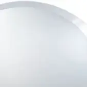 Circular clear mirror with silver metallic frame, featuring a ridged texture and reflective glass surface, studio lighting.